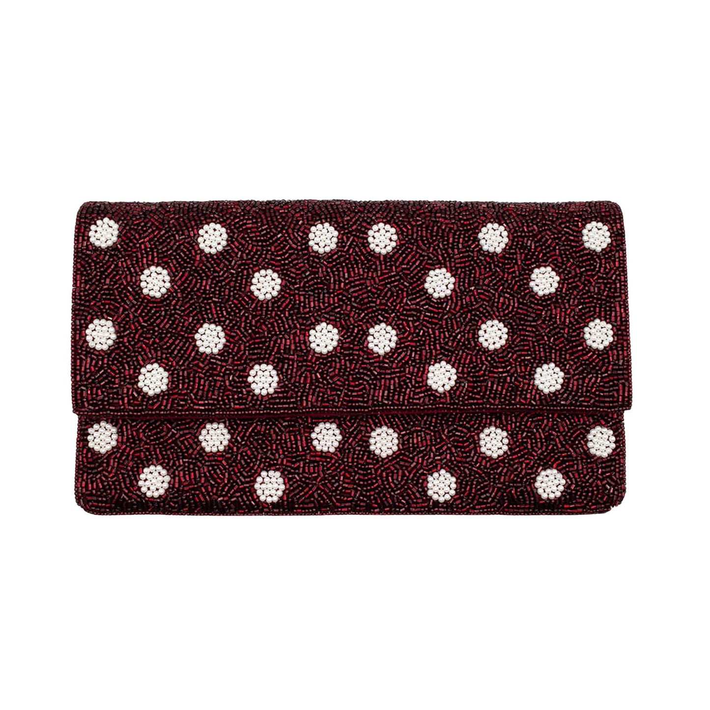Burgundy Polka Dot Beaded Clutch