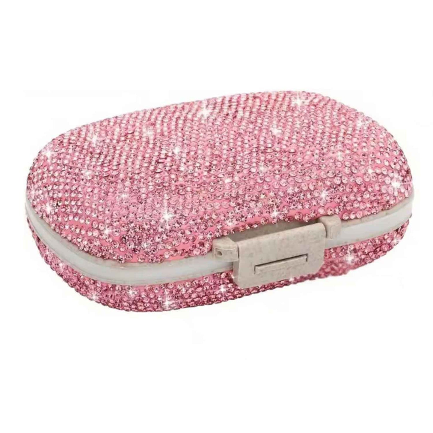 Pink Pill Organizer with 8 Compartments