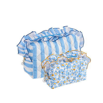 Quilted Zip Pouch Fancy Small Blue
