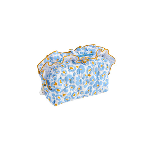Quilted Zip Pouch Fancy Small Blue