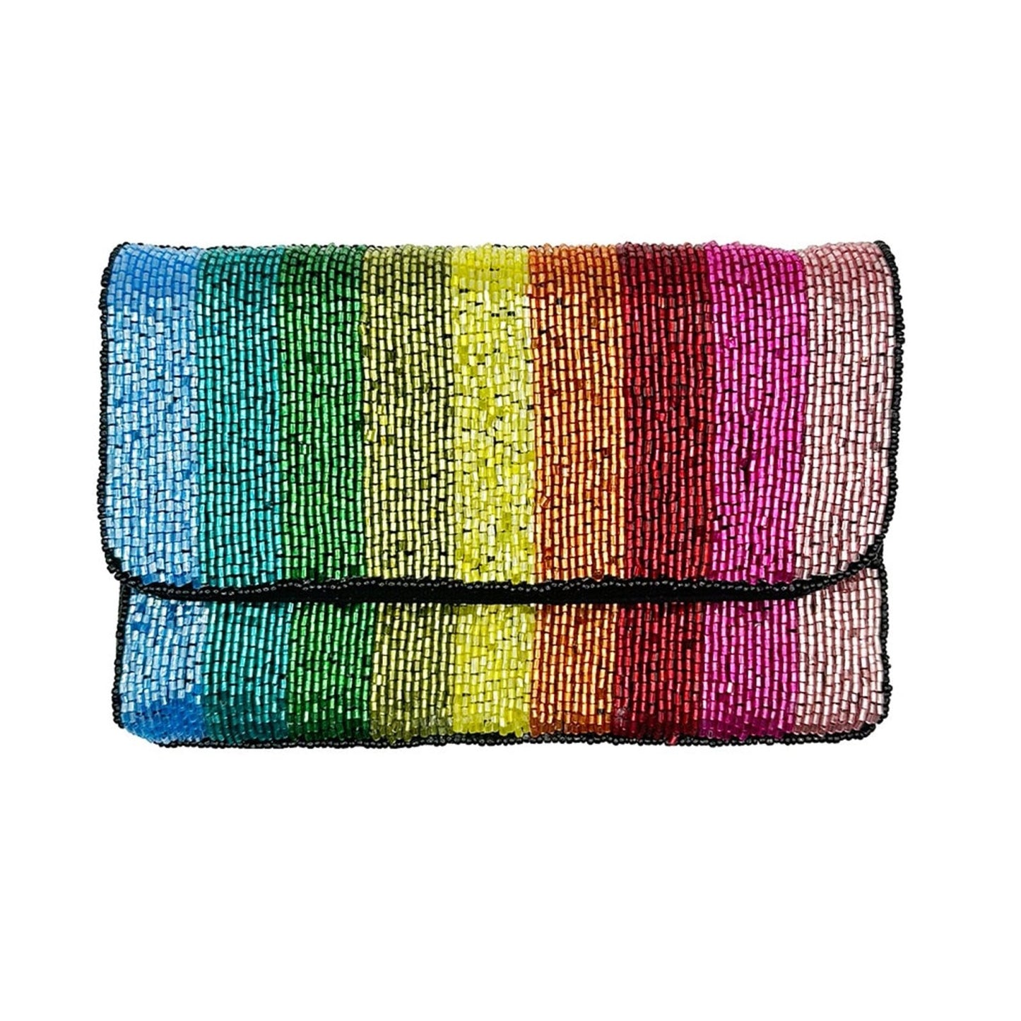 Rainbow Striped Beaded Mini Clutch - For Her - shop_name