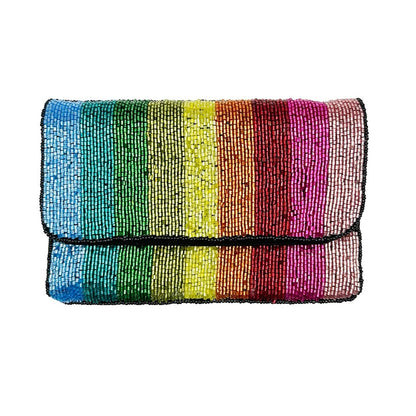 Rainbow Striped Beaded Mini Clutch - For Her - shop_name