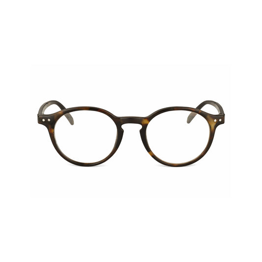 Round tortoiseshell eyeglasses on a white background