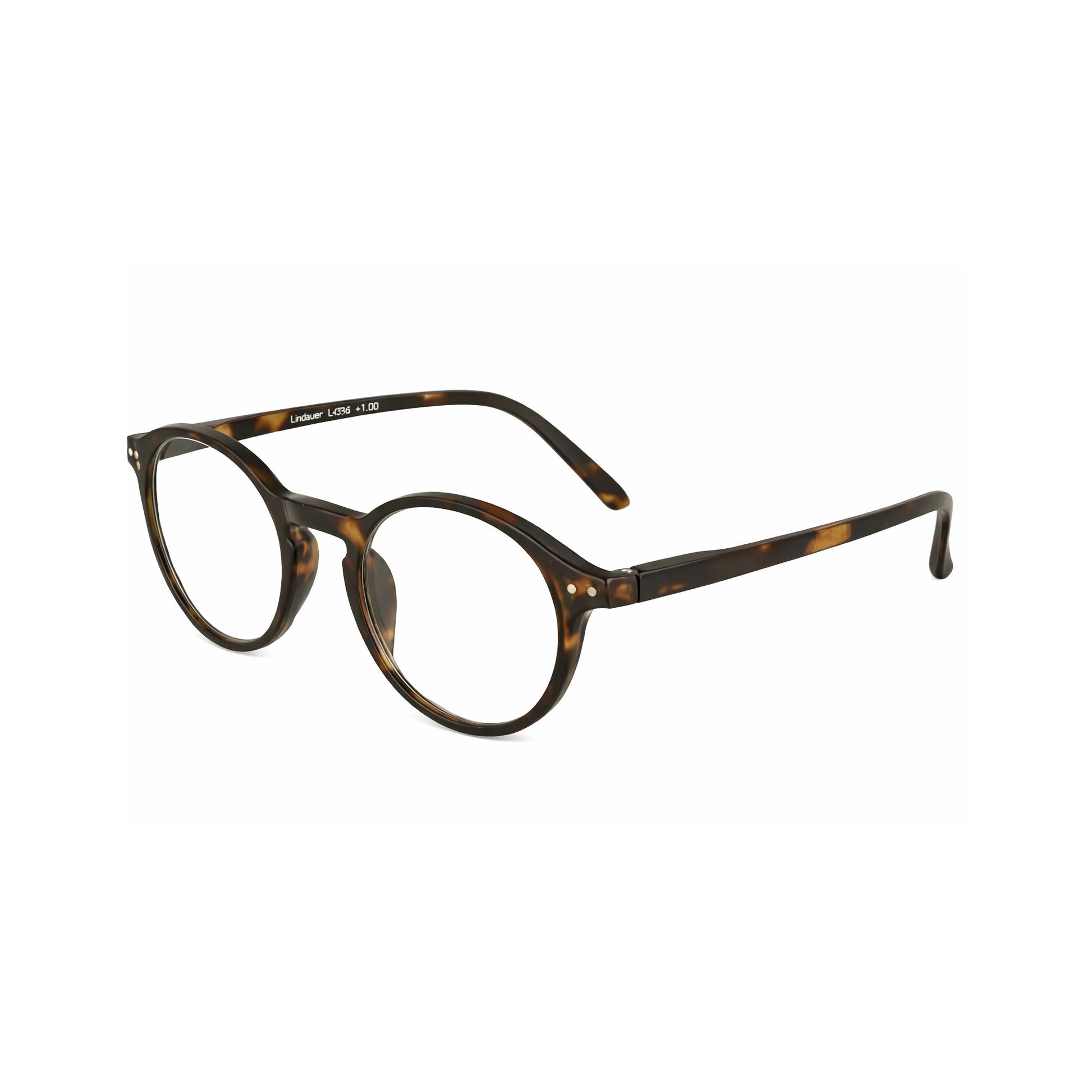 Tortoiseshell reading glasses on a white background