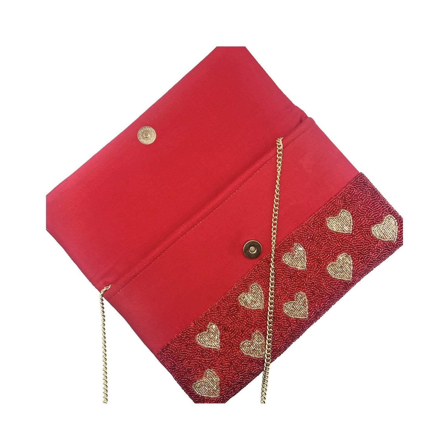 Romantic Hearts Red Beaded Clutch - For Her - shop_name
