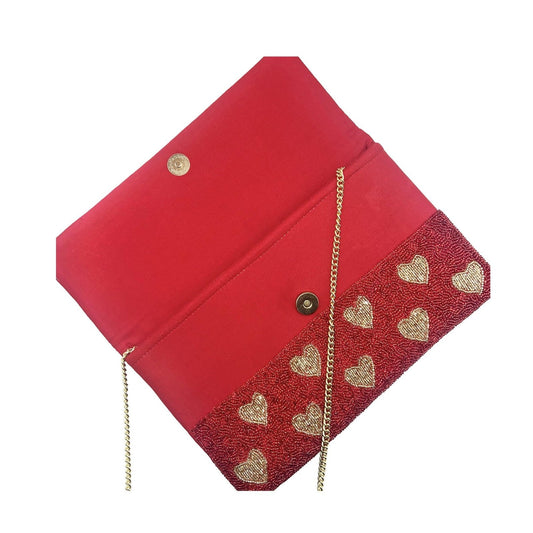 Romantic Hearts Red Beaded Clutch - For Her - shop_name
