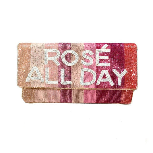 Rosé All Day Striped Beaded Clutch - For Her - shop_name