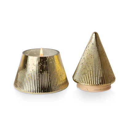 Gold candle tree with lid holders on a white background