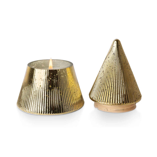 Gold candle tree with lid holders on a white background