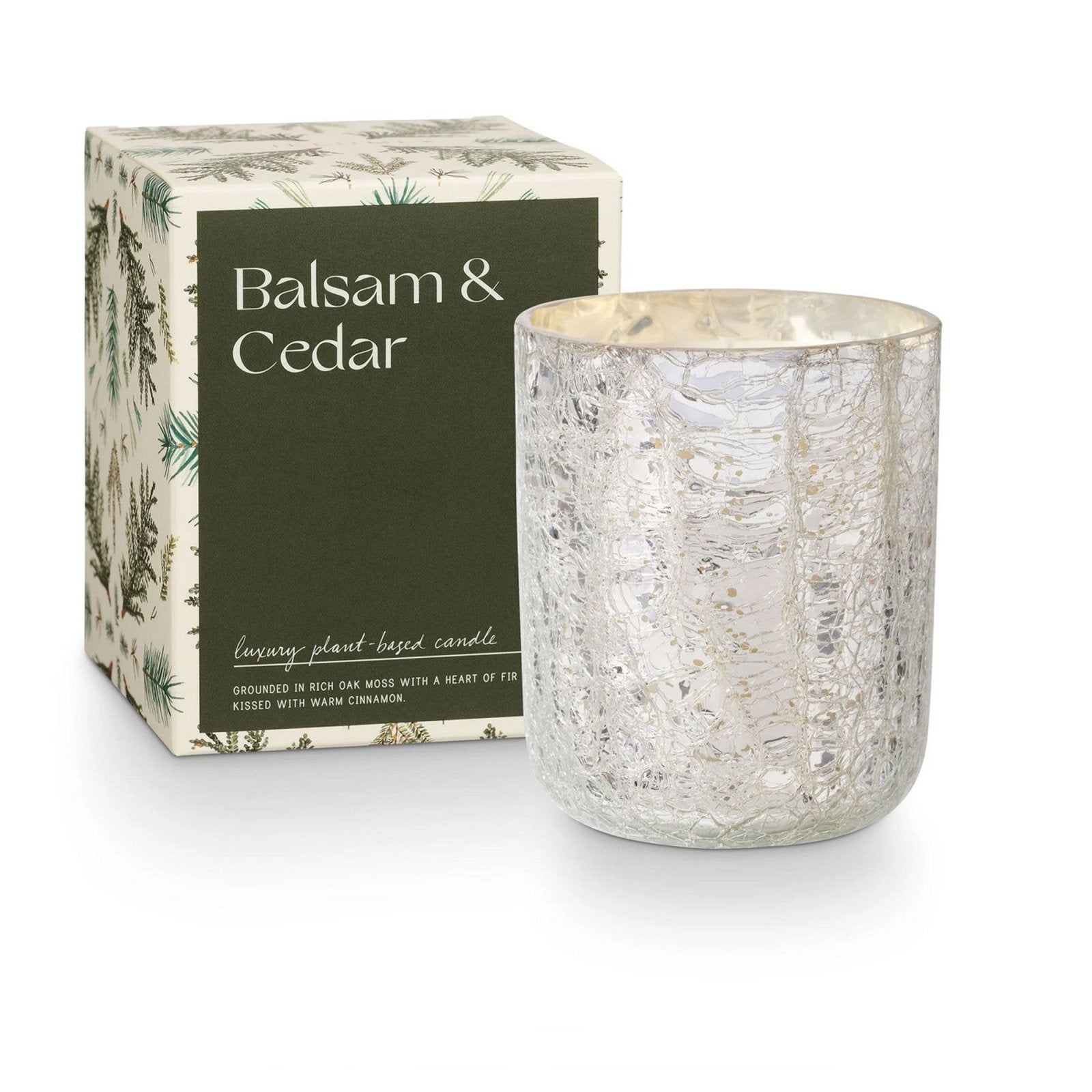 Small Boxed Crackle Glass Candle Balsam & Cedar - Candle - shop_name