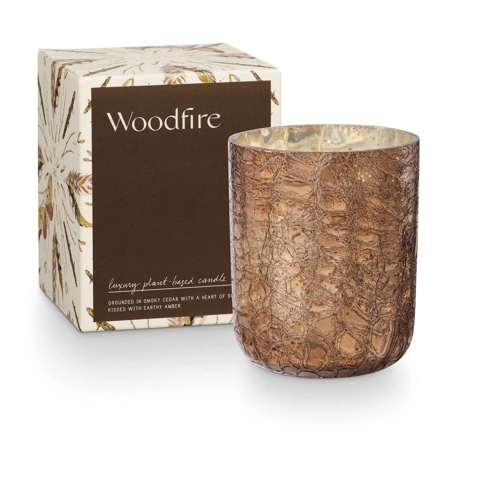 Small Boxed Crackle Glass Candle Woodfire - Candle - shop_name