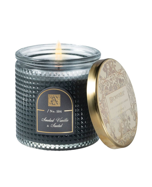 Smoked Vanilla & Santal textured Glass Candle 6oz - Candle