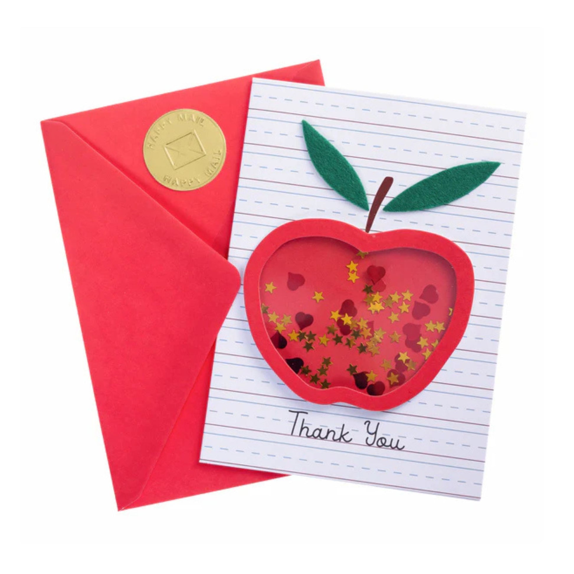 Teacher Thank You Cards with Apple shaker handmade