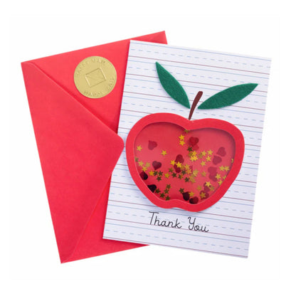 Teacher Thank You Cards with Apple shaker handmade