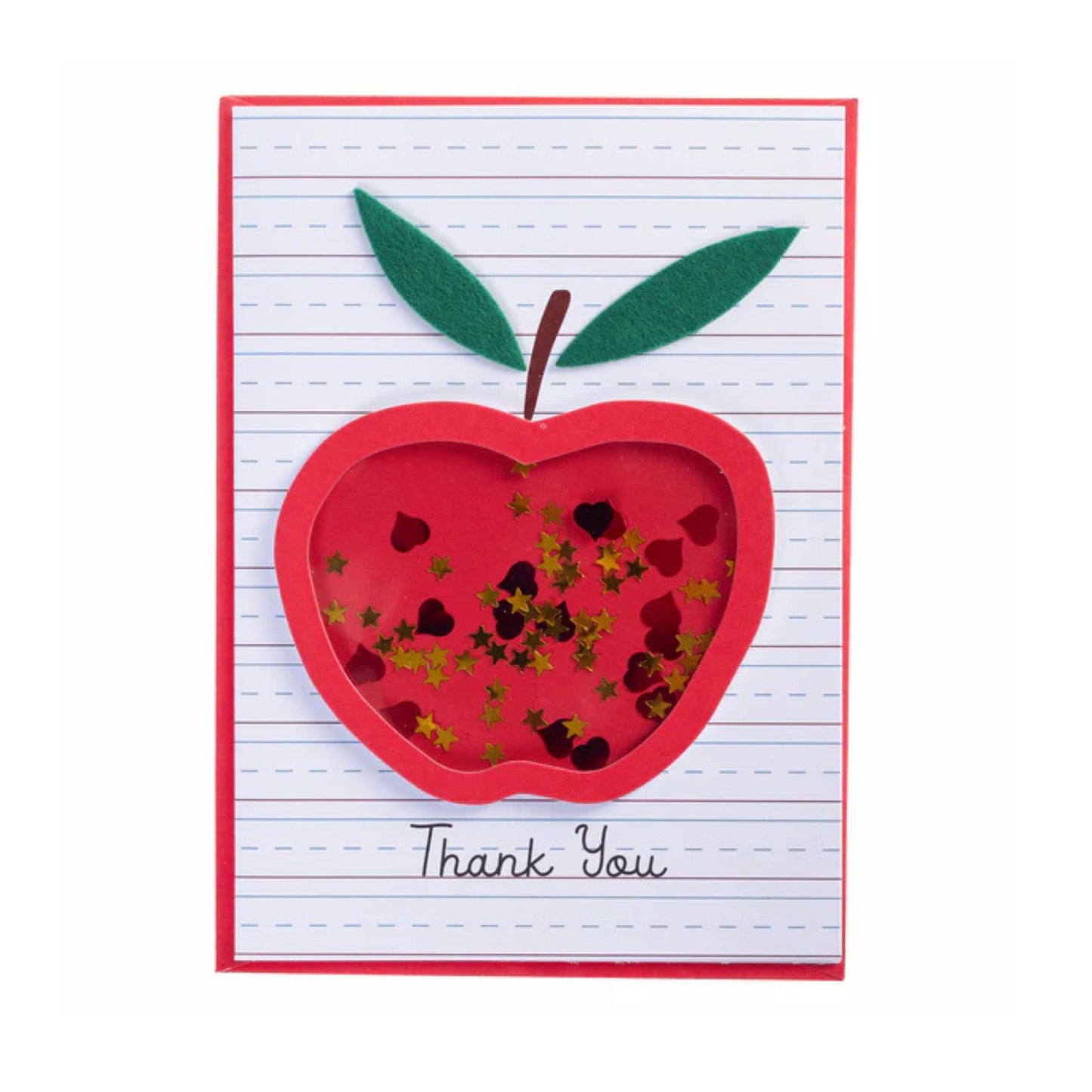 Teacher Thank You Cards with red Apple shaker handmade