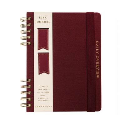 Plum Red 6 x 8 Fabric-Covered Journal with Magnetic Bookmarks