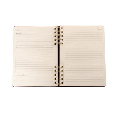 Plum Red 6 x 8 Fabric-Covered Journal with Magnetic Bookmarks