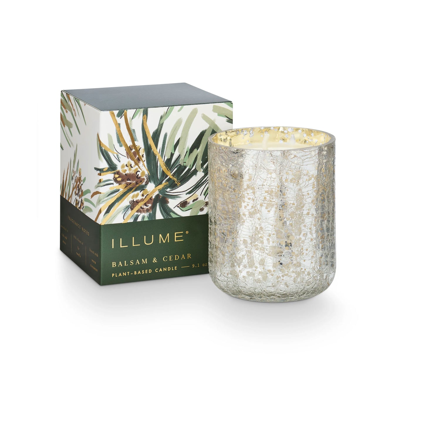 Balsam & Cedar Small Boxed Crackle Glass Candle