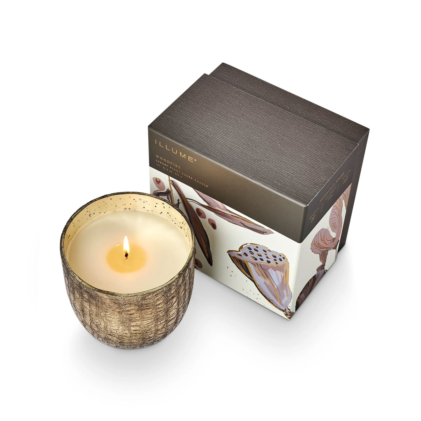 Woodfire Large Boxed Crackle Glass Candle