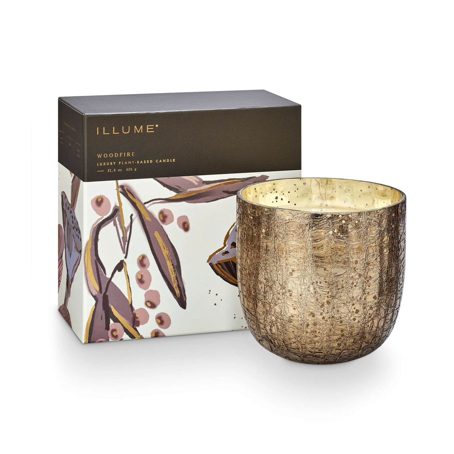 Woodfire Large Boxed Crackle Glass Candle